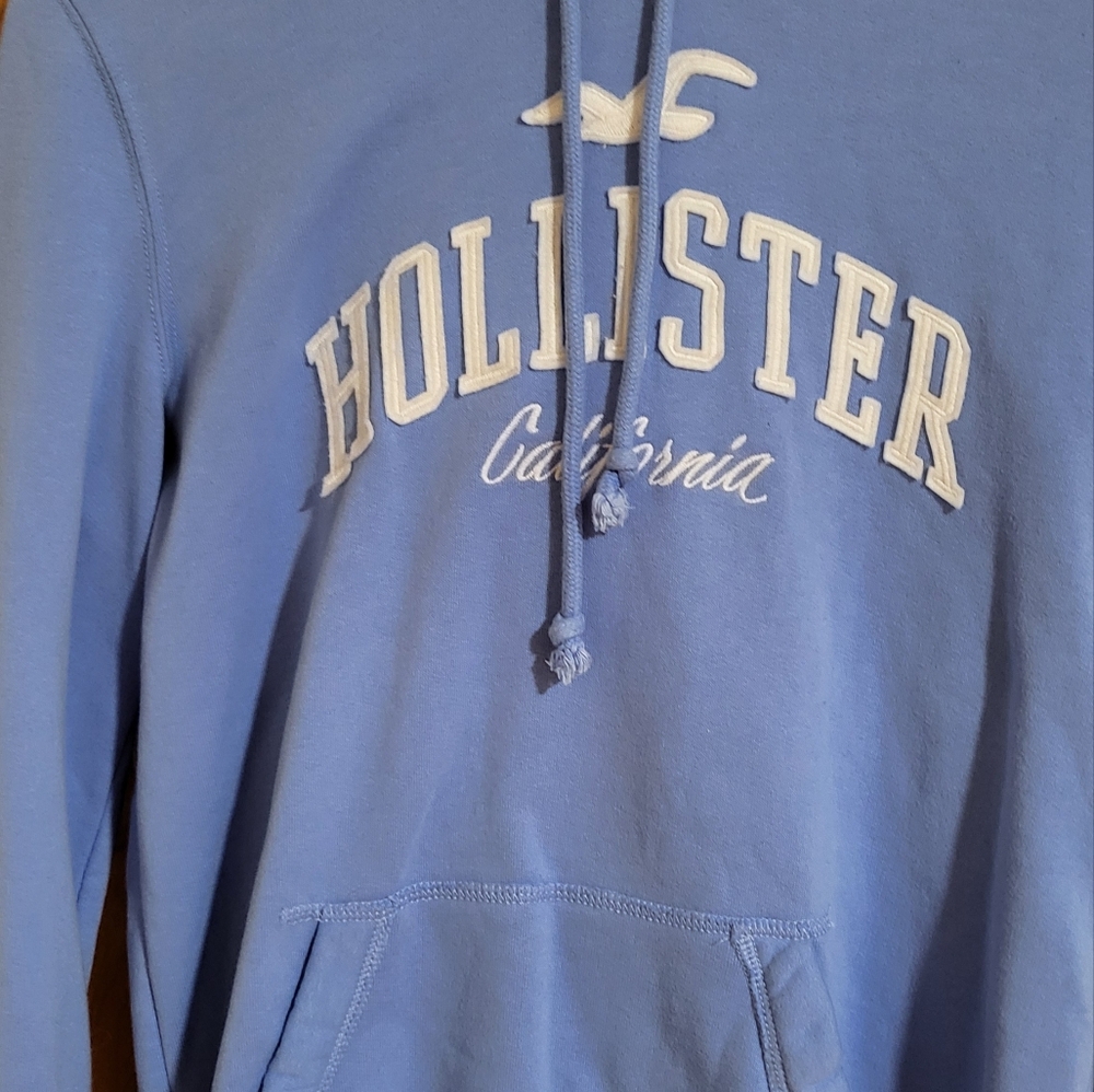 Hollister Tops | Hollister Easy Applique Logo Graphic Hoodie Light Blue